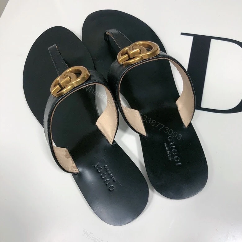 View 2 of Gucci Double G Thong Black