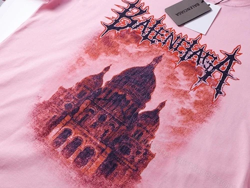 View 8 of Balenciaga Clothes Paris Sacré-Cœur Basilica Printed T-shirt Black/Pink