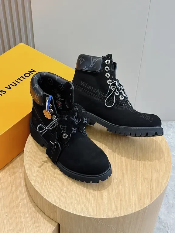 View 5 of Luxe LV-Accent Suede High-Top Boots, Rugged Comfort