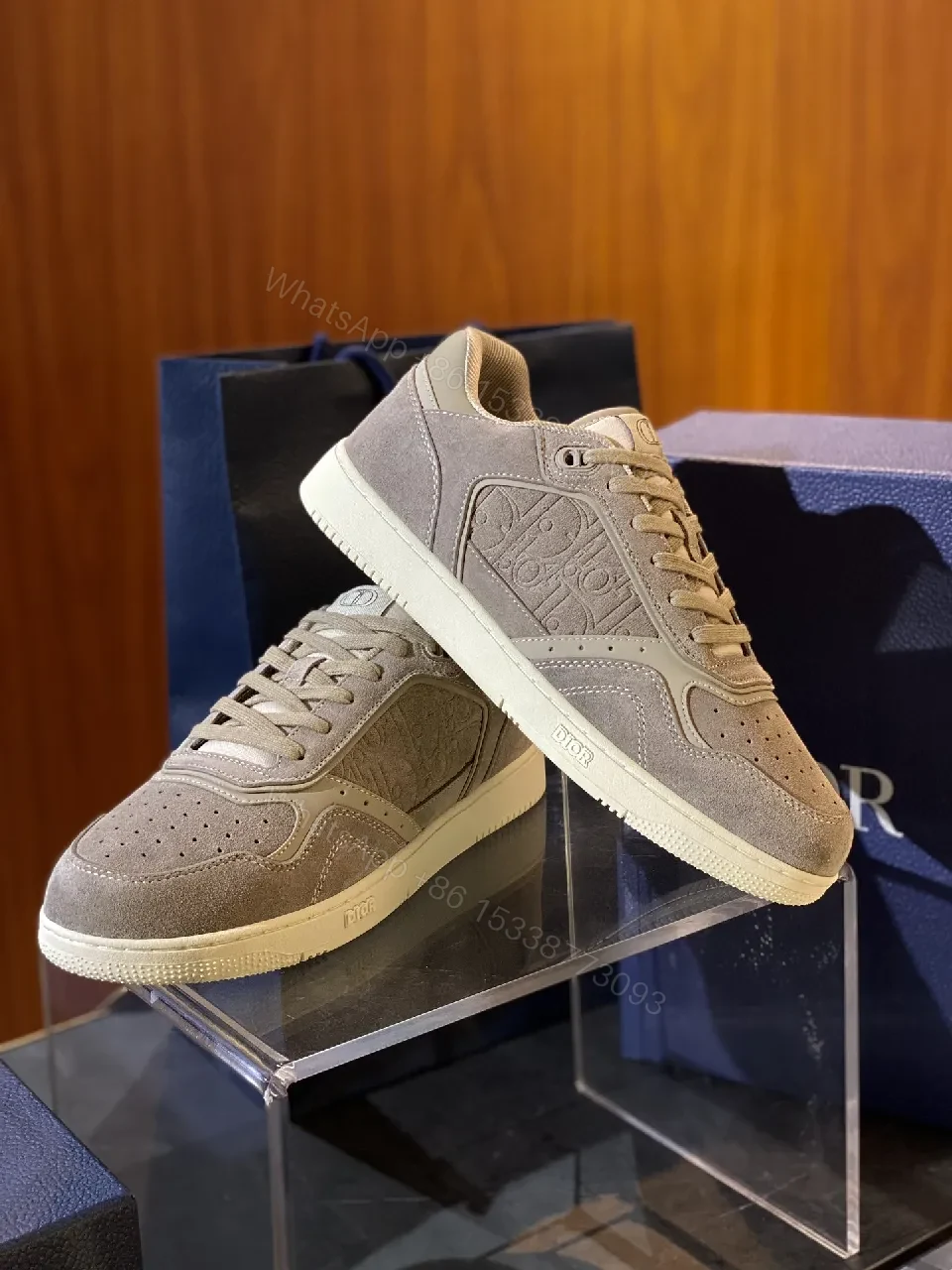 View 8 of Navy Suede High-Tops with Sculpted Texture, Luxury Fit