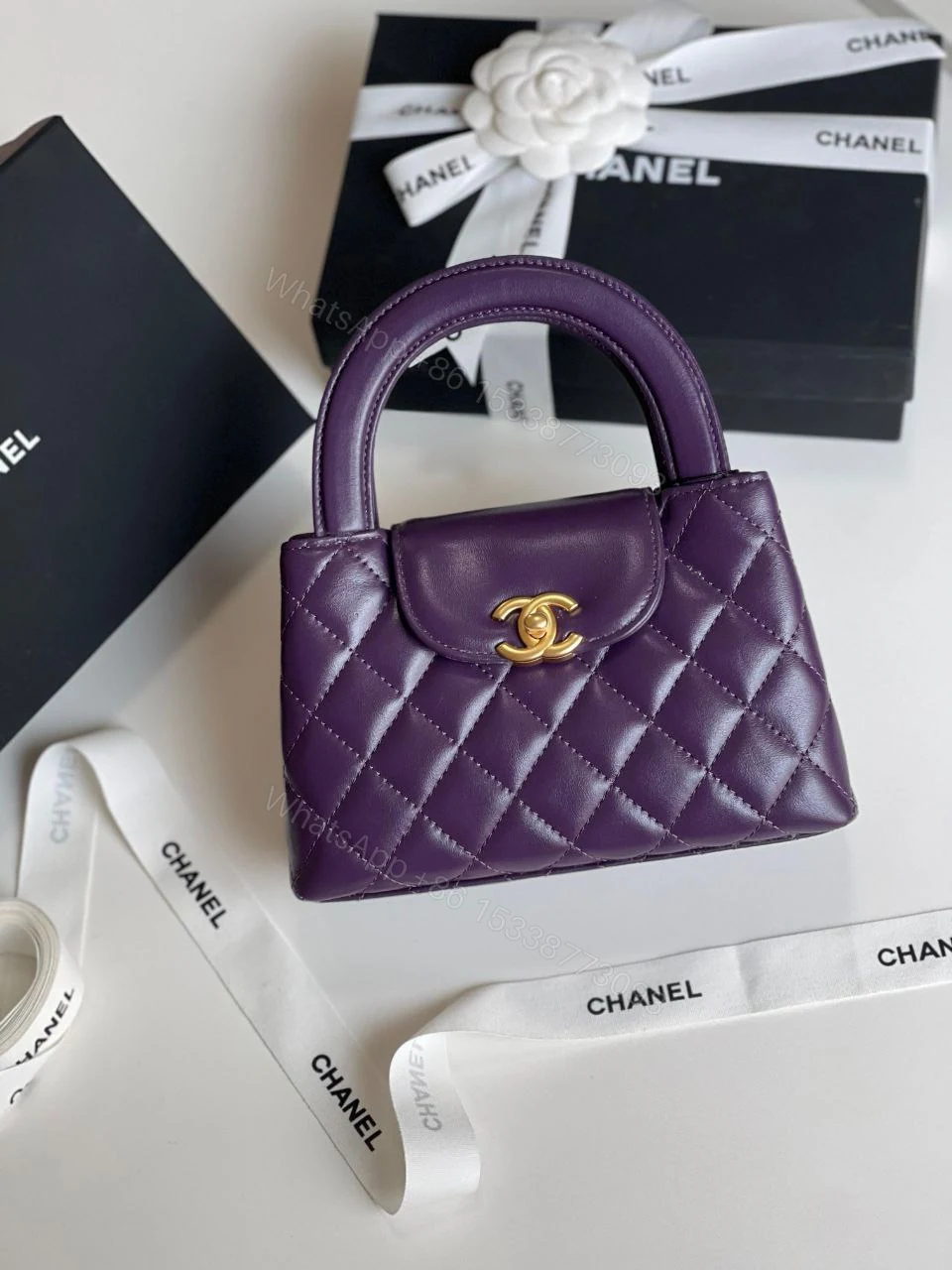 View 3 of Chanel Shiny Aged Calfskin Quilted Nano Kelly Shopper