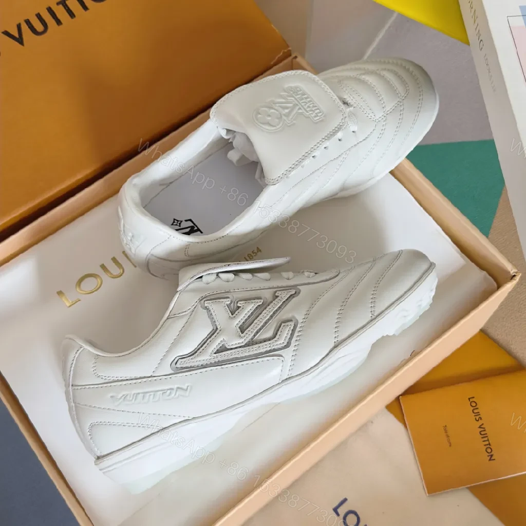 View 9 of White LV-Inspired High-Top Sneakers - Premium Comfort & Style