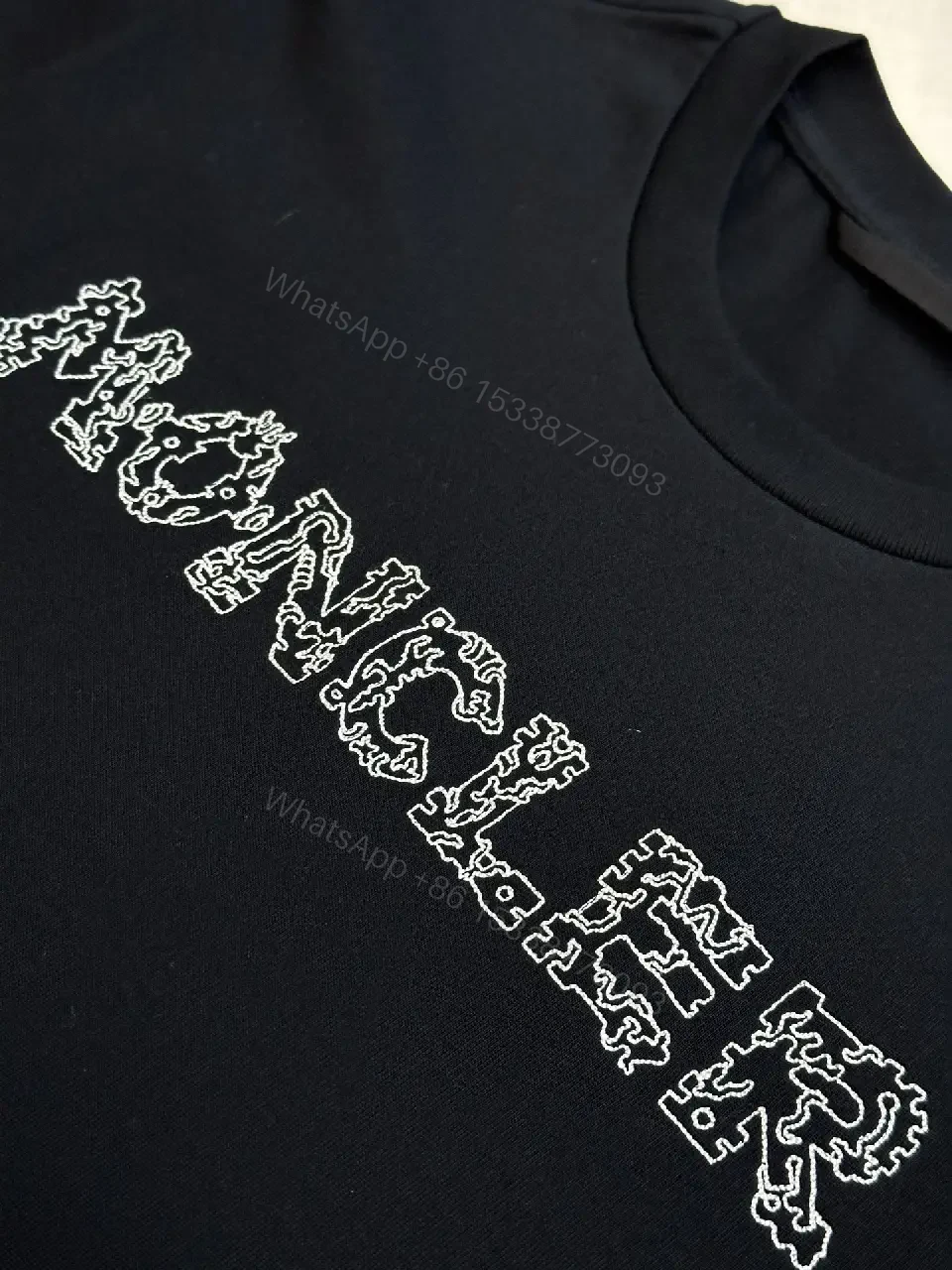 View 2 of Textured Logo Black Tee with Subtle Hardware - Premium Cotton Blend