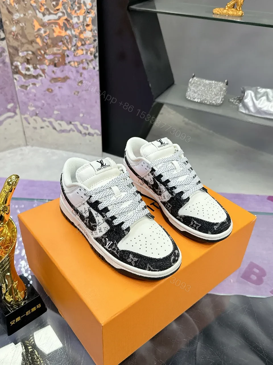 View 6 of White & Black LV-Inspired Sneaker: Statement Craft, Everyday Precision