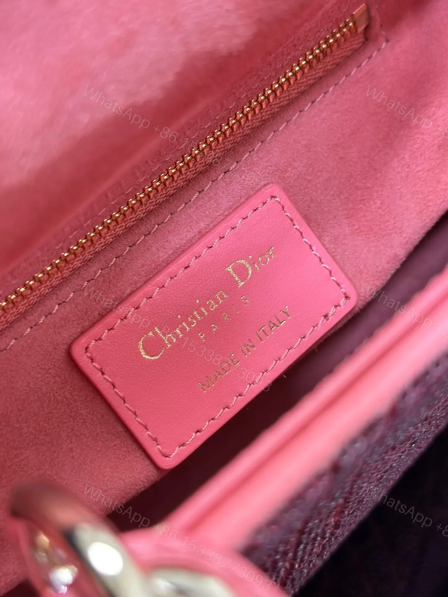 View 4 of Dior Lady Super Pink Handbag with Beads 17x15x7cm