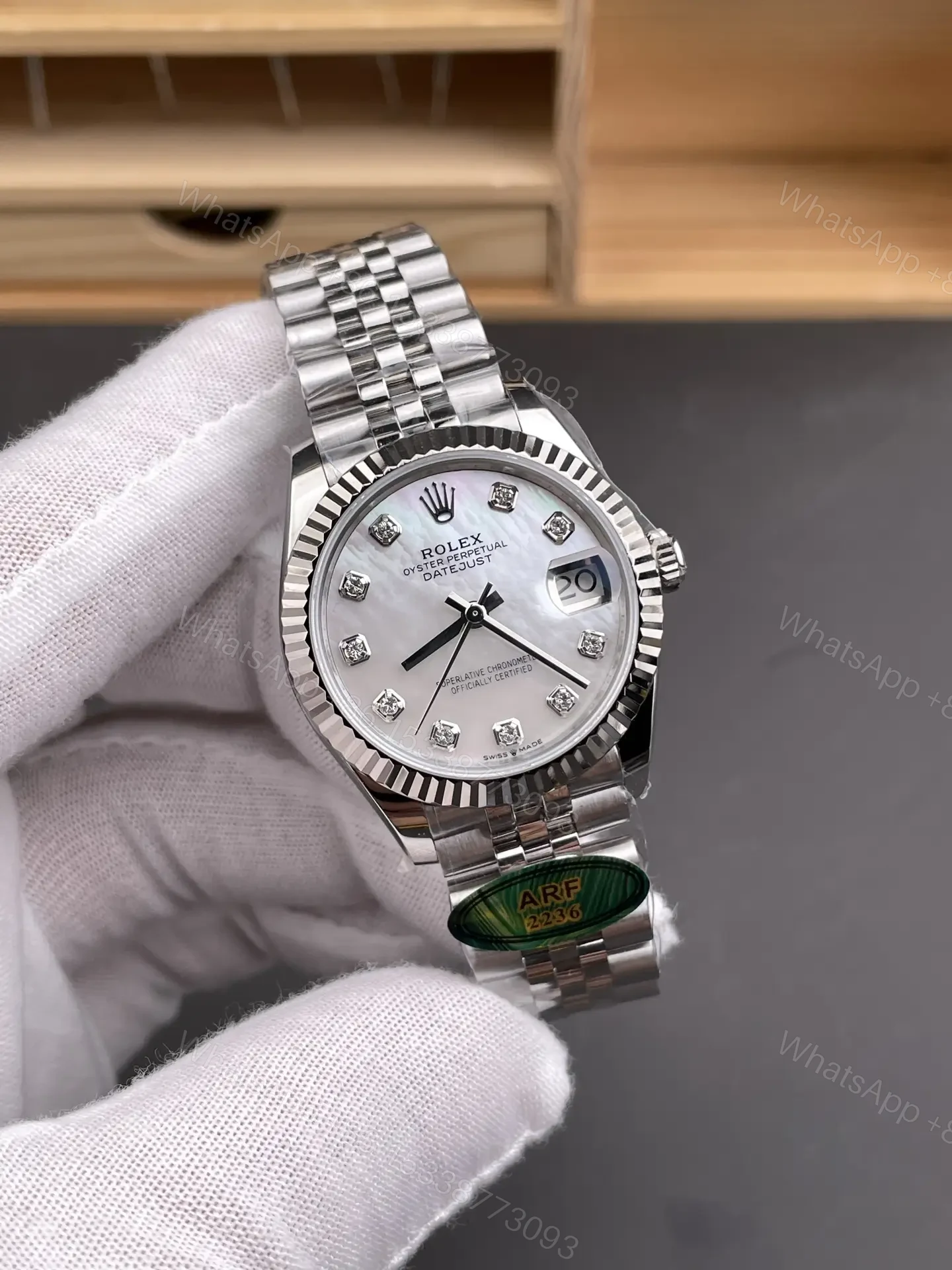 View 2 of Rolex Datejust 31 Stainless Steel Fluted Jubilee MOP 178274-0042