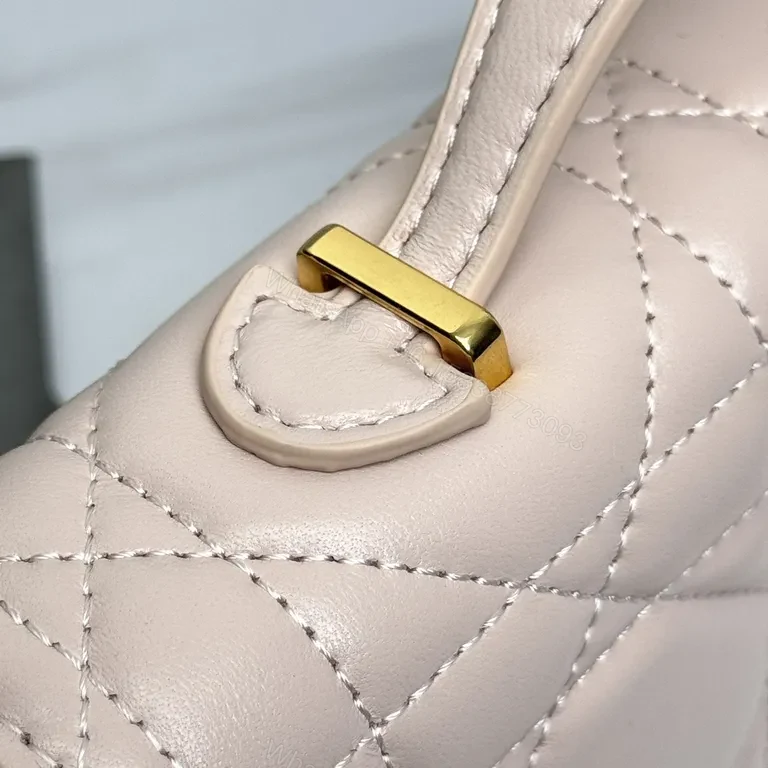 View 8 of Soft Pink Quilted Luxe Handbag with Gold Hardware
