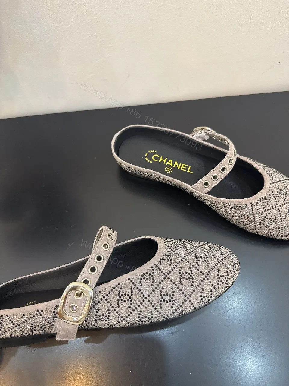 View 4 of Crochet-Texture Flats with Studded Strap Shine