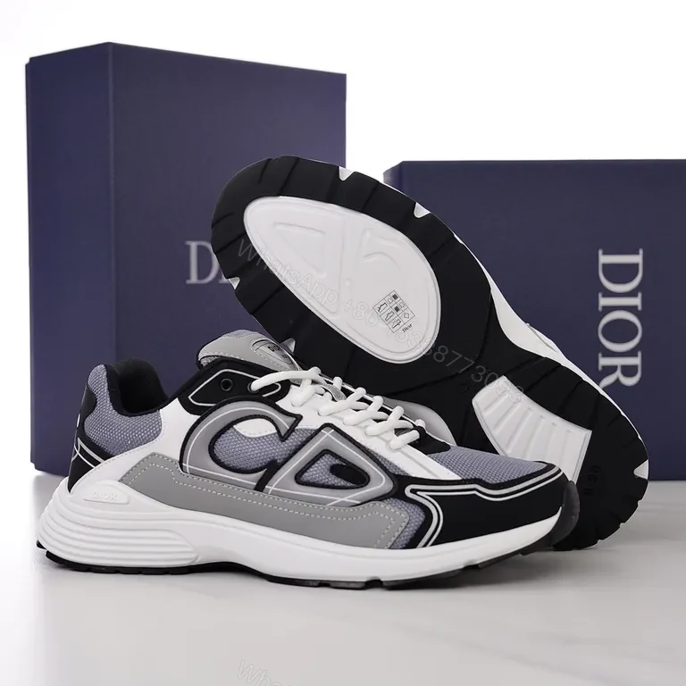 View 3 of Graphic-Accented Dior-Inspired Tech Runner, High-Top Comfort