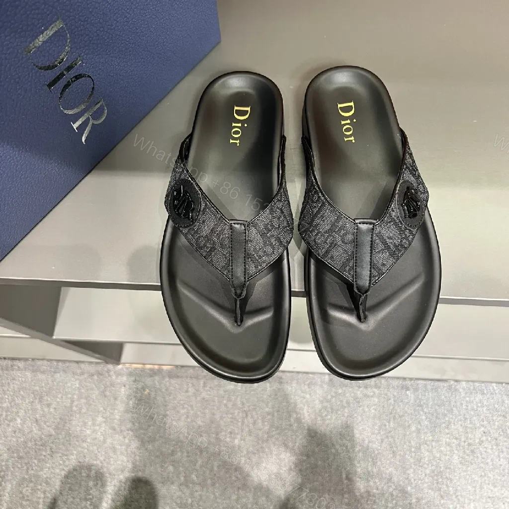 View 3 of Black Leather Sandals, Jacquard Straps, Minimalist, Cushioned Footbed, Sandals