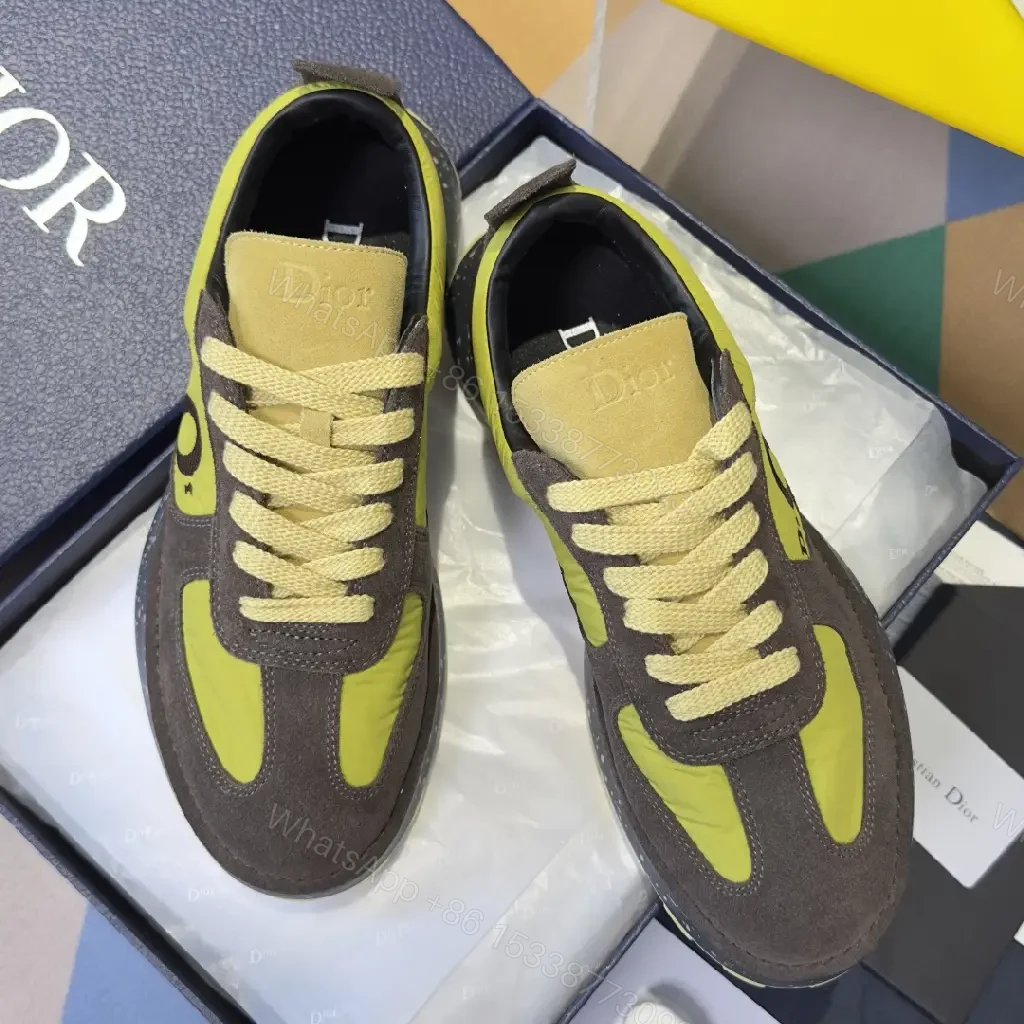 View 3 of Yellow-Gray Suede Trail Runner w/ Neon Laces (Dior-inspired)