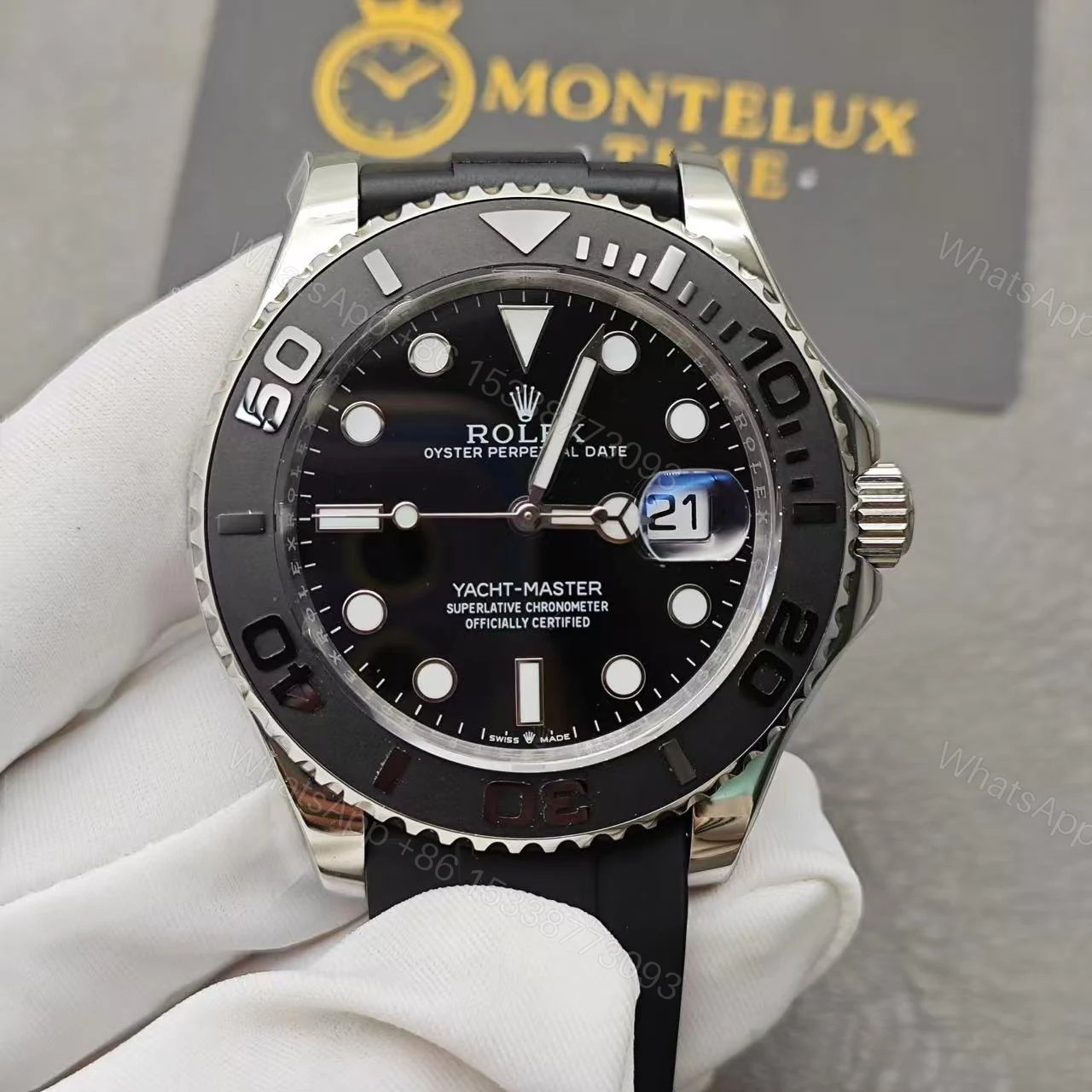 View 4 of Replica Rolex YACHT-MASTER 42 White gold 2022