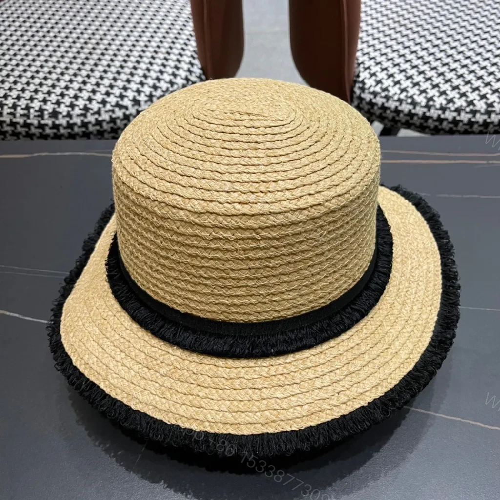 View 7 of Natural Straw Hat - Handwoven, Fringe Trim, Coastal Luxe