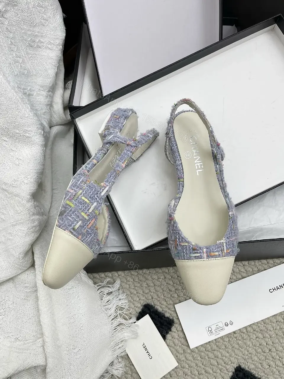 View 2 of Textured Tweed Slingback Pumps: Elegant All-Day Comfort
