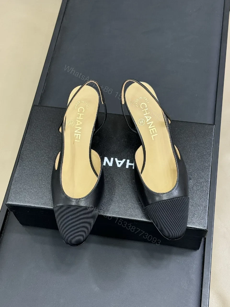 View 4 of Black Leather Slingbacks: Sleek Stiletto Heel, All-Day Comfort
