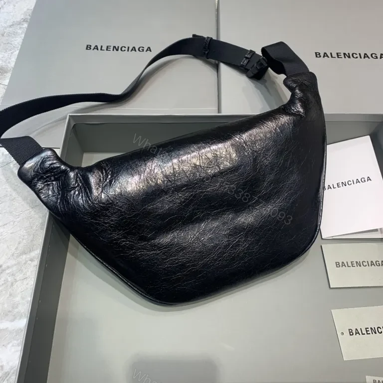 View 5 of Sleek Black Leather Belt Bag - Ultra-Refined Utility