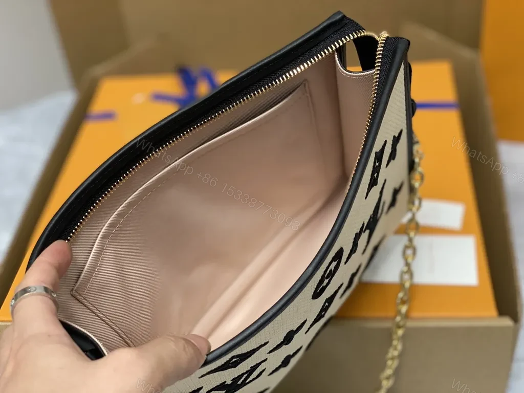 View 8 of Monogram LV Clutch: Black Trim, Gold Hardware, Day-to-Night