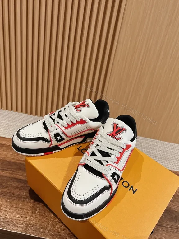 View 2 of Bold LV-Style Luxury Leather Sneakers with Signature Accent