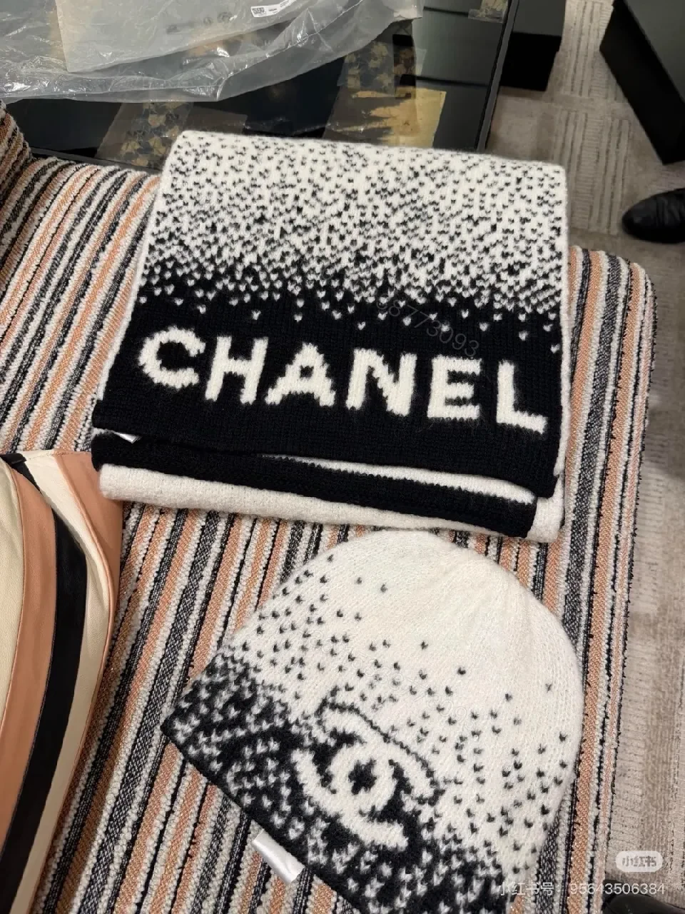 View 2 of Monochrome Luxe Knit Scarf & Beanie Set - Premium Winter