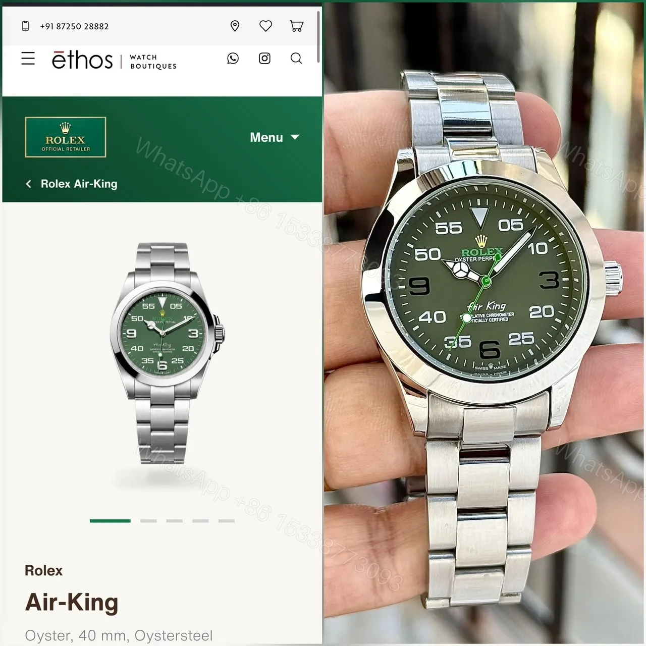 View 4 of Rolex Air-King Olive Green Aviation-Inspired Dial