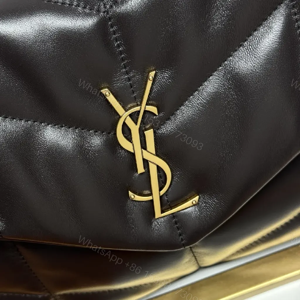 View 3 of Black Quilted Leather Shoulder Bag with Gold Hardware