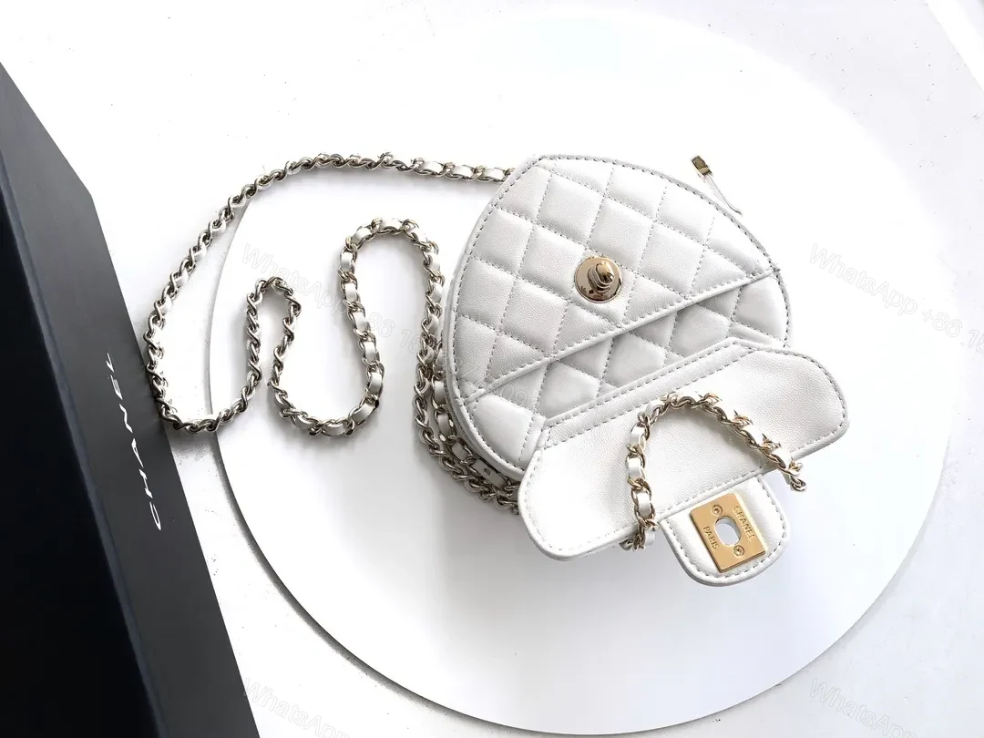 View 4 of Quilted Lambskin Mini Bag: Timeless White, Gold Clasp