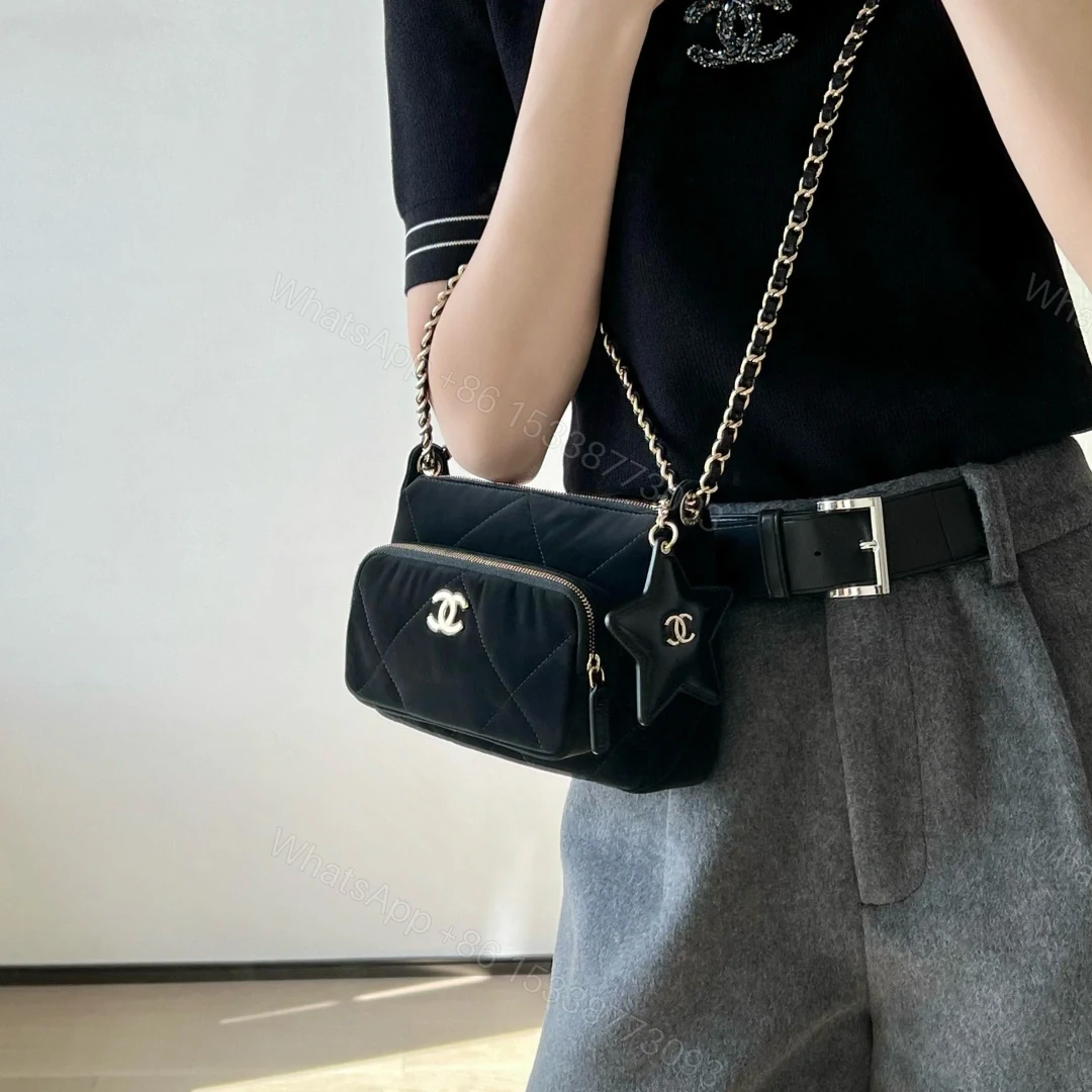 View 20 of 高仿Chanel*Neige25N系列AP4771絲絨單肩包黑色免檢版