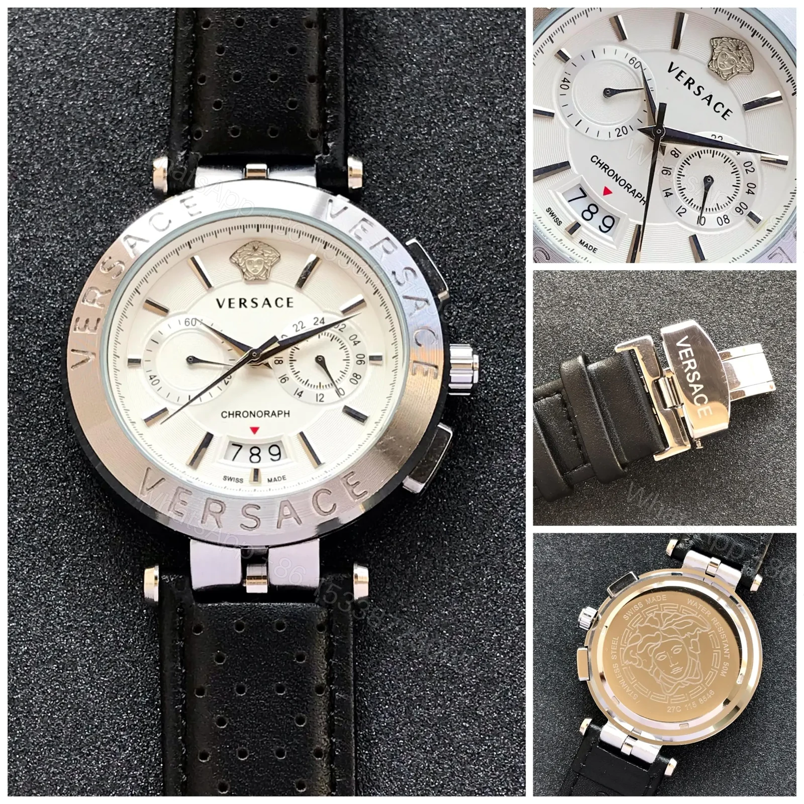 View 6 of Versace Watch With Leather Strap