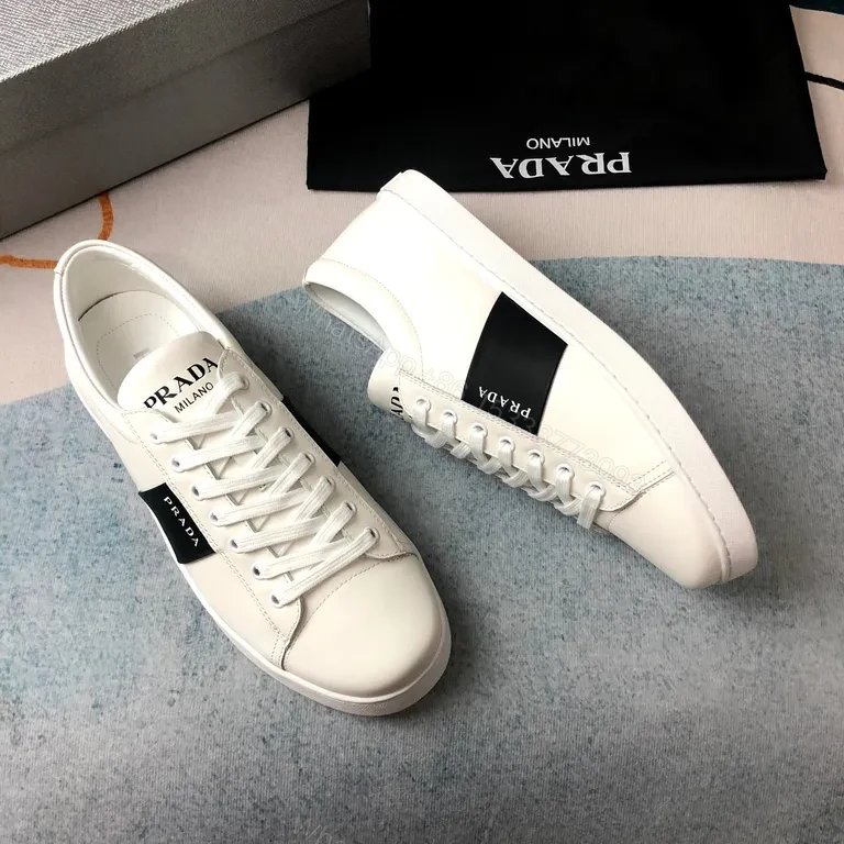 View 2 of White Leather Prada Milano Minimalist Sneakers with All-Day Comfort