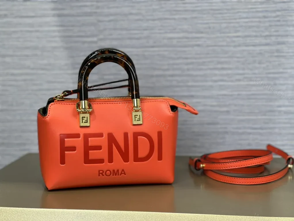 View 5 of Coral Mini Luxe Tote: Sculpted Logo, Gold Hardware