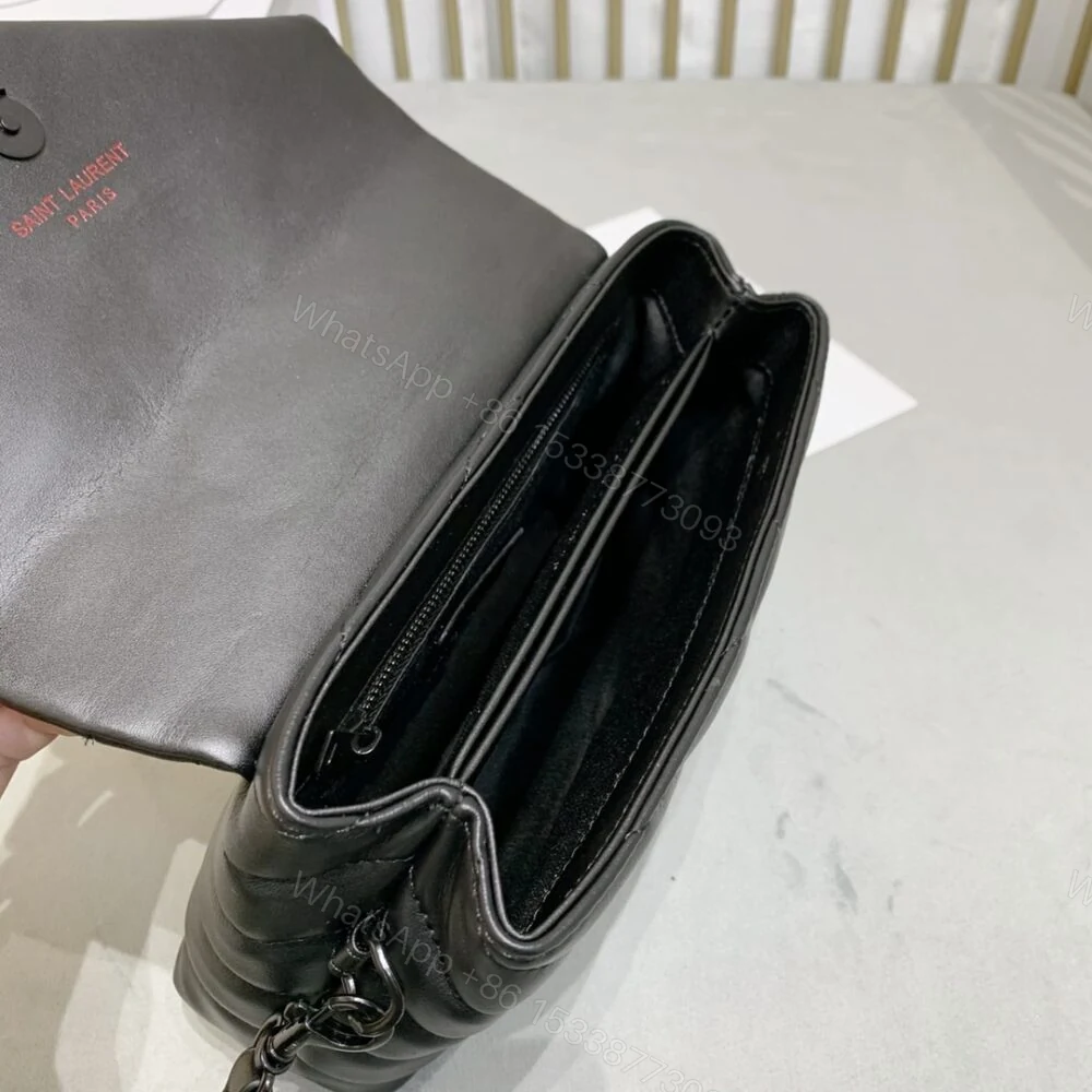 View 7 of Saint Laurent Loulou Toy Strap Bag In Quilted Y Black With Black Hardware 20Cm