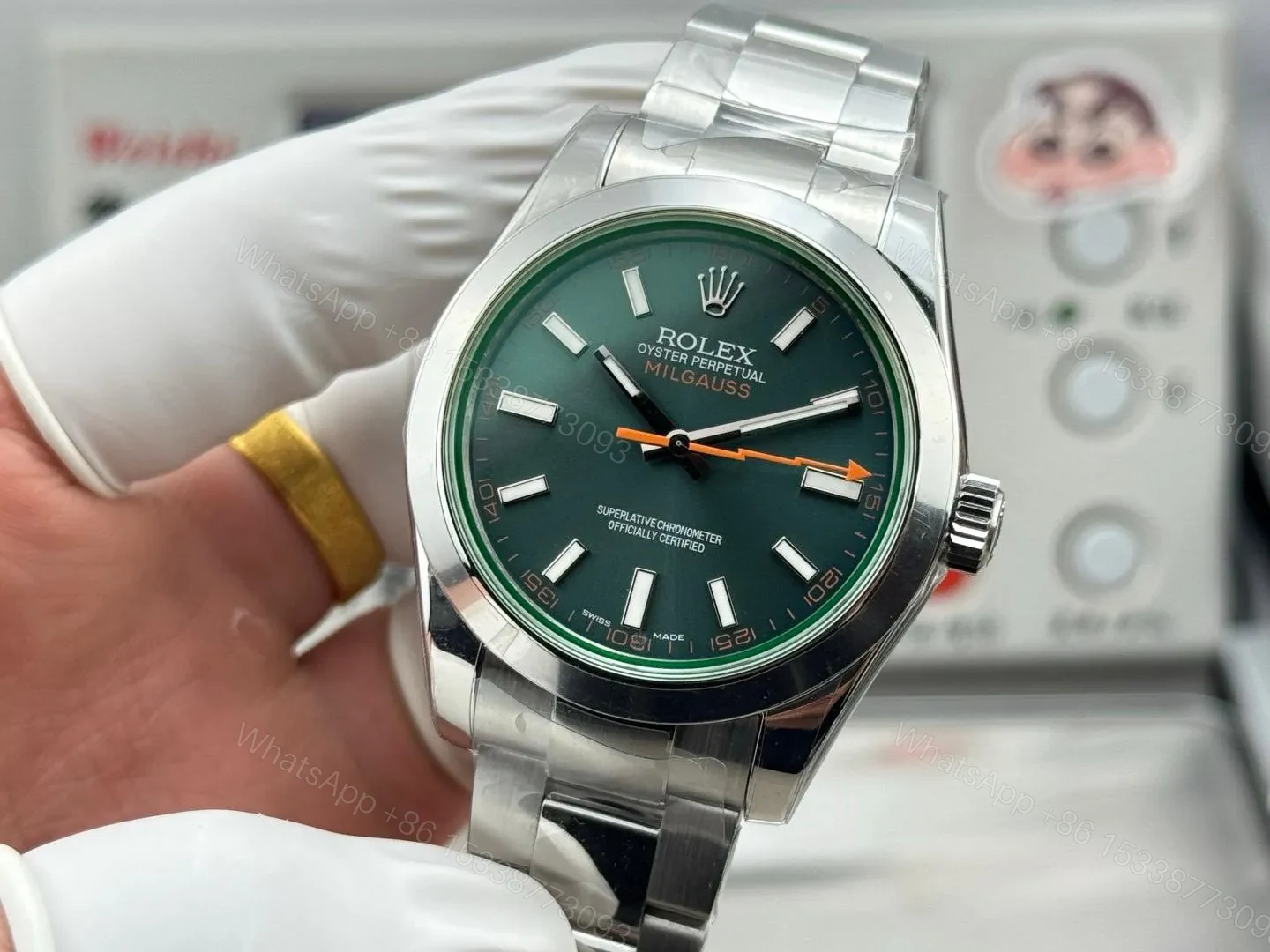 View 3 of Rolex Milgauss Green Sapphire Crystal Replica 40mm 116400GV