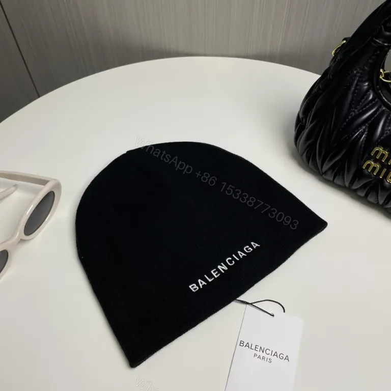 View 4 of Subtle Luxury Beanie: Premium Knit, Discreet Balenciaga Logo Beanie