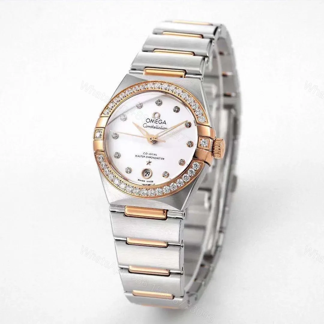 Omega Constellation 29mm Women’s Watch V6 Version Silver and Rose Gold with Diamond Bezel White Dial Sapphire Crystal — view 1
