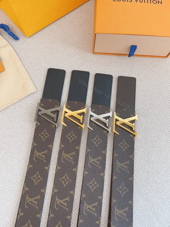 View 4 of Gold LV Monogram Belt â€“ Premium Leather, Everyday Luxury