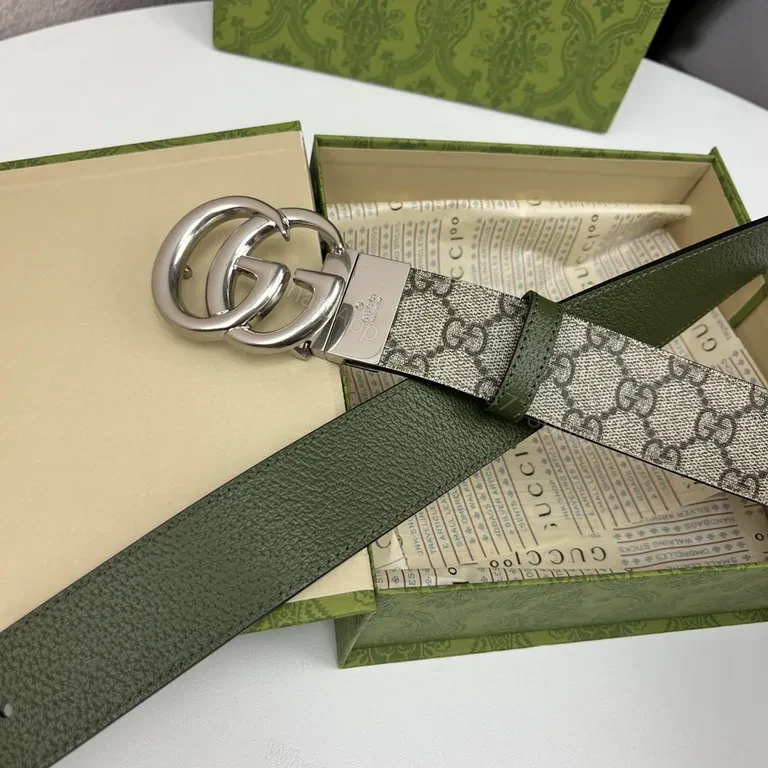 View 6 of Iconic GG Monogram Belt â€” Double-Ring Buckle Leather Edge Finish