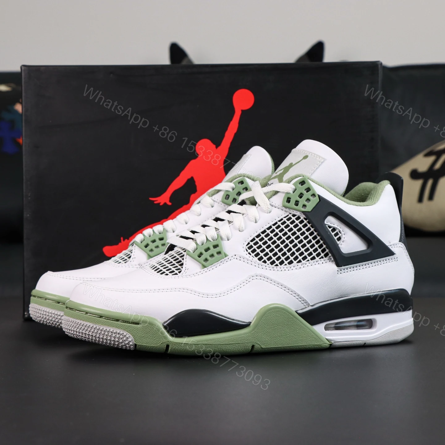 Air Jordan 4 Retro “Seafoam” Oil Green Reps — view 1