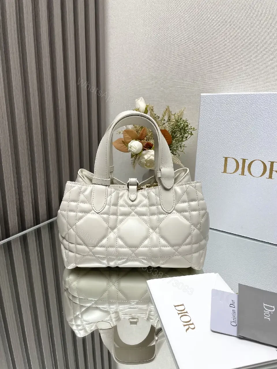 View 2 of Quilted Mini Bag - Gold Charm, Crossbody + Top Handle