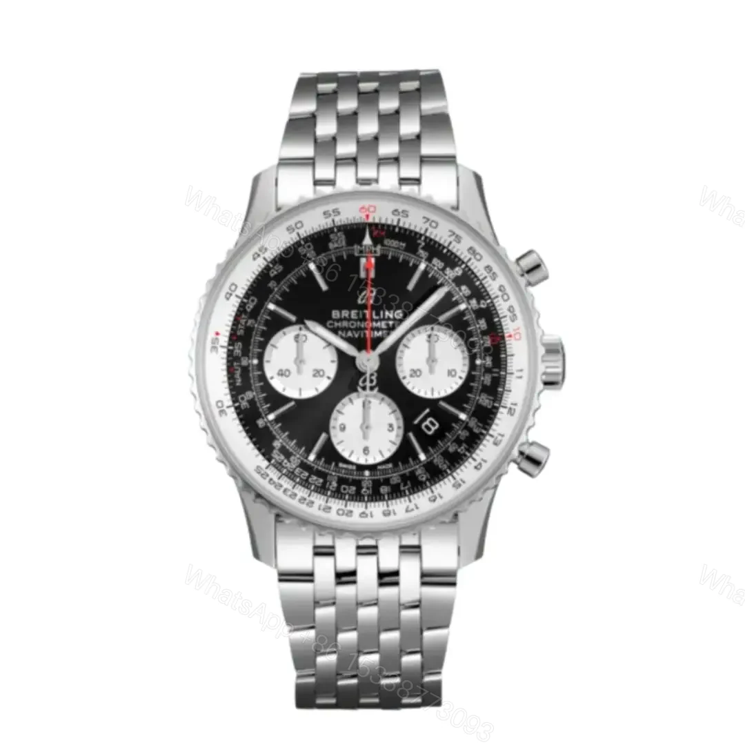 Breitling Navitimer Chronograph Replica Watch Stainless Steel Black Dial — view 1