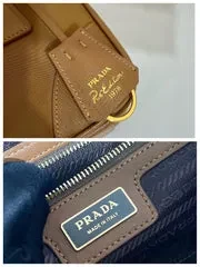View 4 of SMALL TOP HANDLE BAG 25 IN GOLDEN BROWN NYLON AND CALFSKIN TRIM