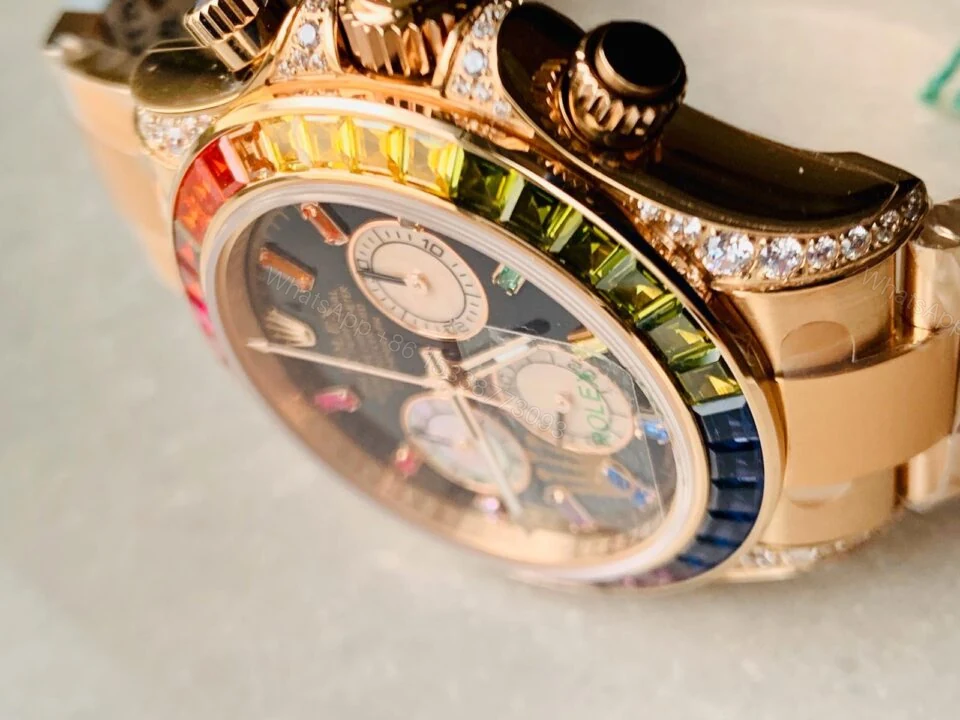 View 4 of BLF Factory 1:1 Rolex Daytona 116589RBOW YG Rainbow Crystal Best Edition Black Dial A4130