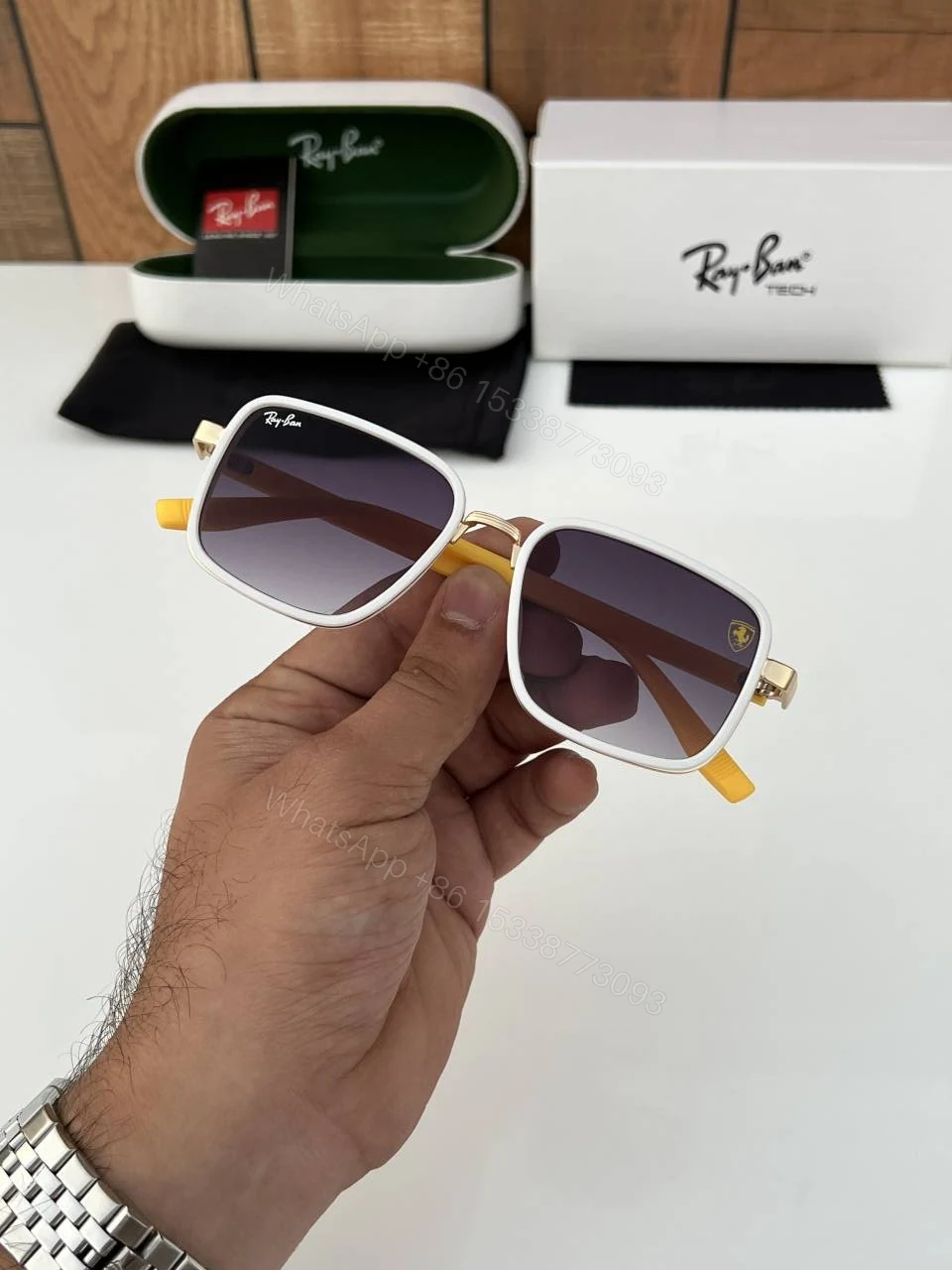 View 3 of First Copy RayBan 8840 Gold Yellow Sunglasses