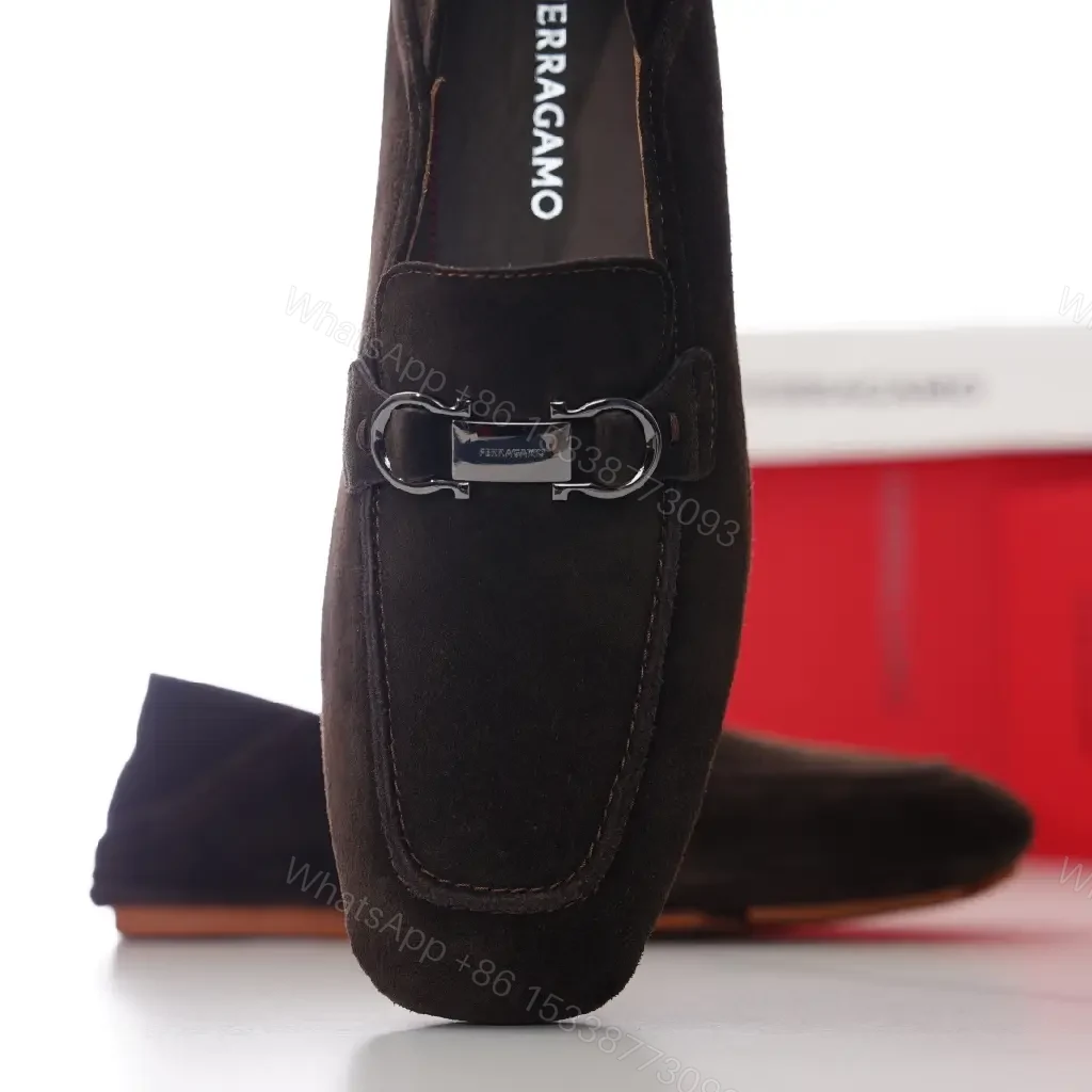 View 7 of Lux Suede Driving Mule with Hardware Detail