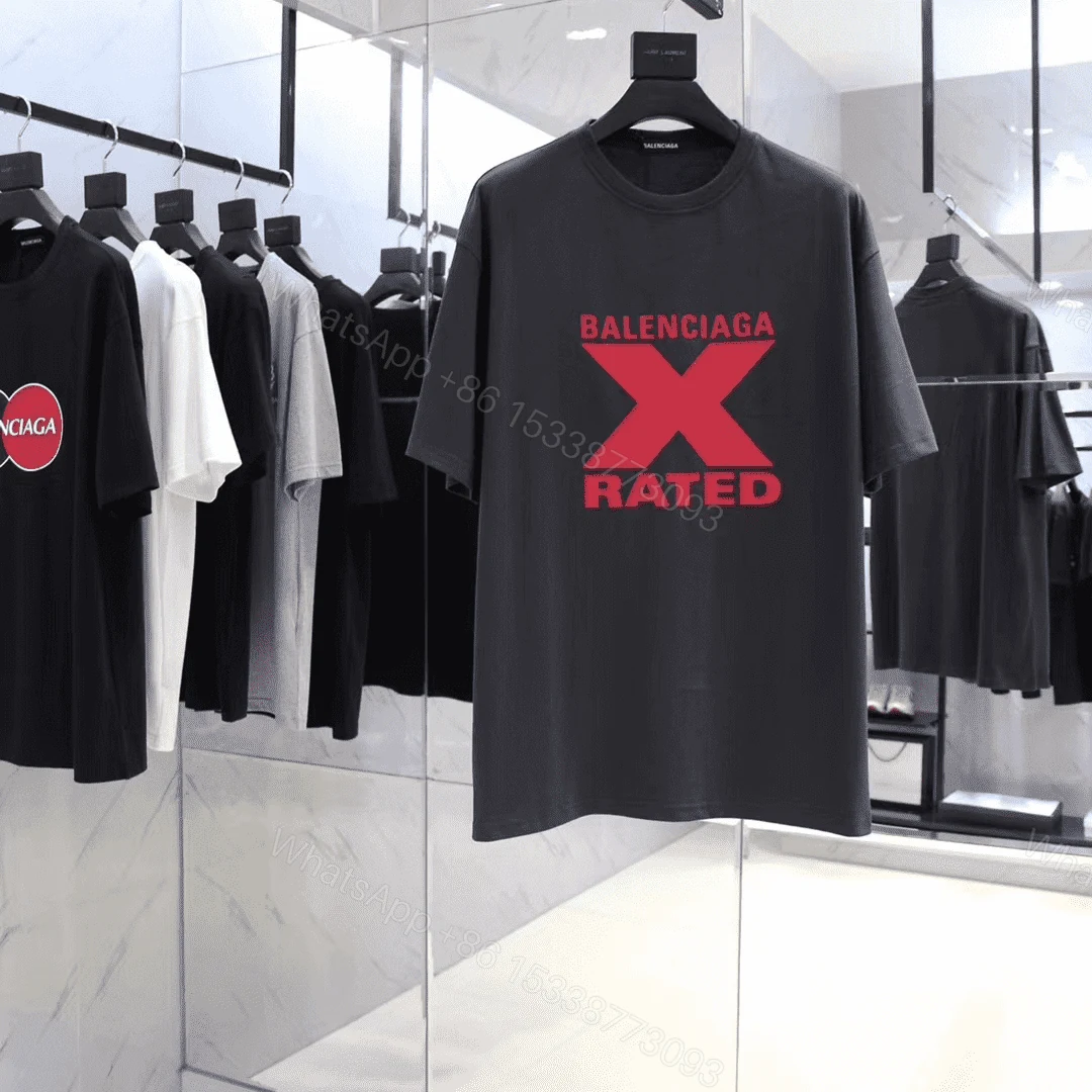 View 2 of BALENCIAGA X-RATED BLACK COTTON-JERSEY T-SHIRT – BB39