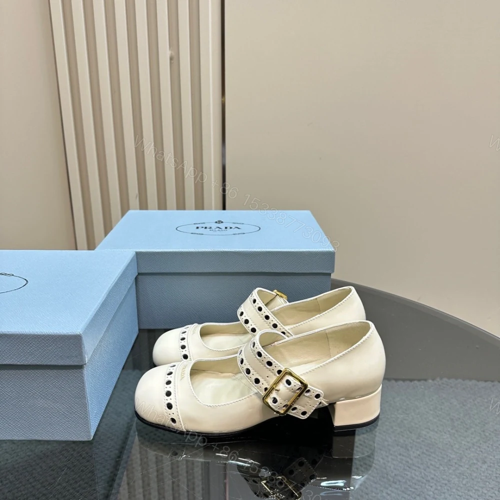 View 3 of 高仿Prada*Patent系列1I816M粗跟瑪麗珍鞋鞋漆皮3.5CM白色免檢版