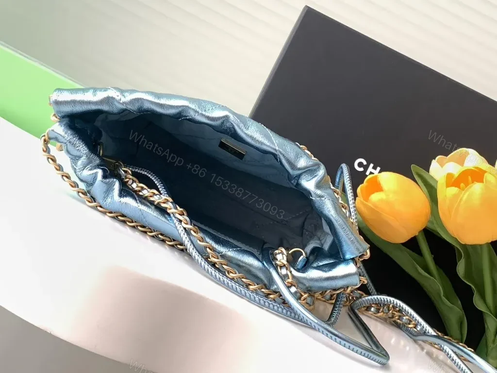 View 7 of Chanel-Inspired Metallic Quilted Chain Bag