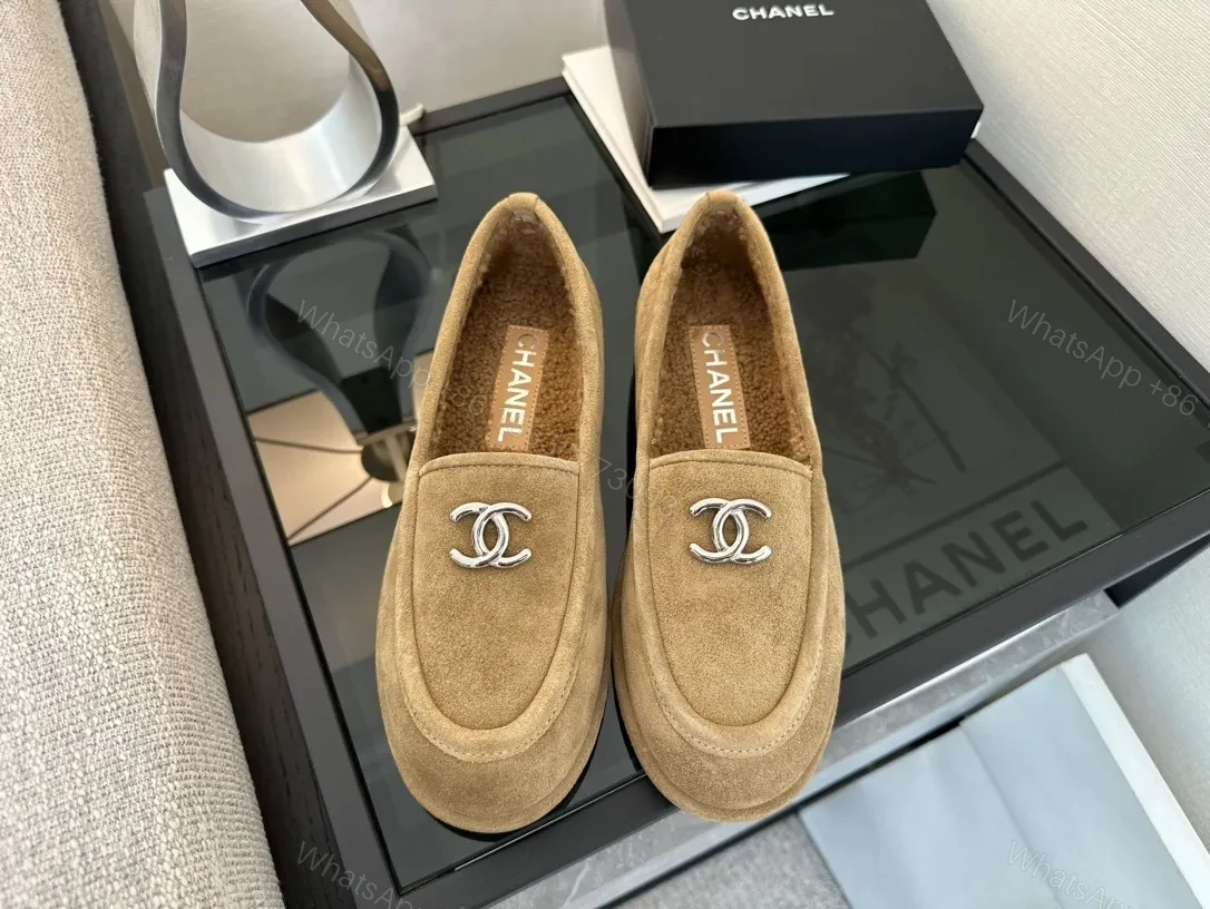 View 7 of Taupe Suede Slip-On Loafers with Twist Logo