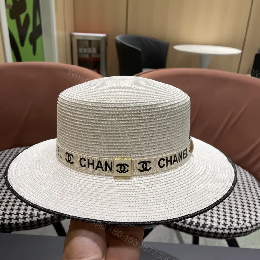 View 3 of Straw Boater Hat + Braided Straw + Chanel-Style + Gold Clip + Boater Hat