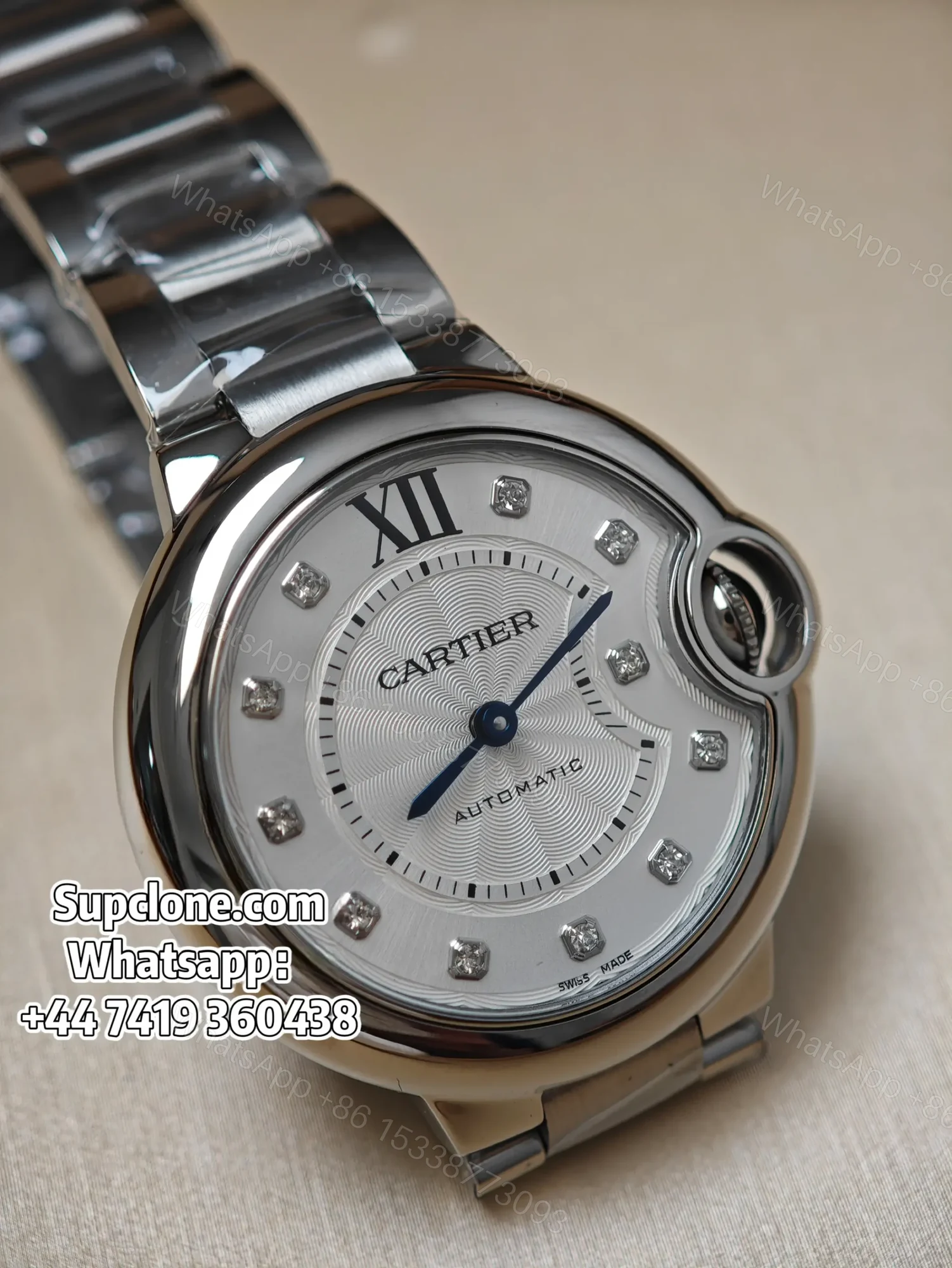 View 7 of Cartier Ballon Bleu 28mm WE902073 Super Clone Silver Plated Dial