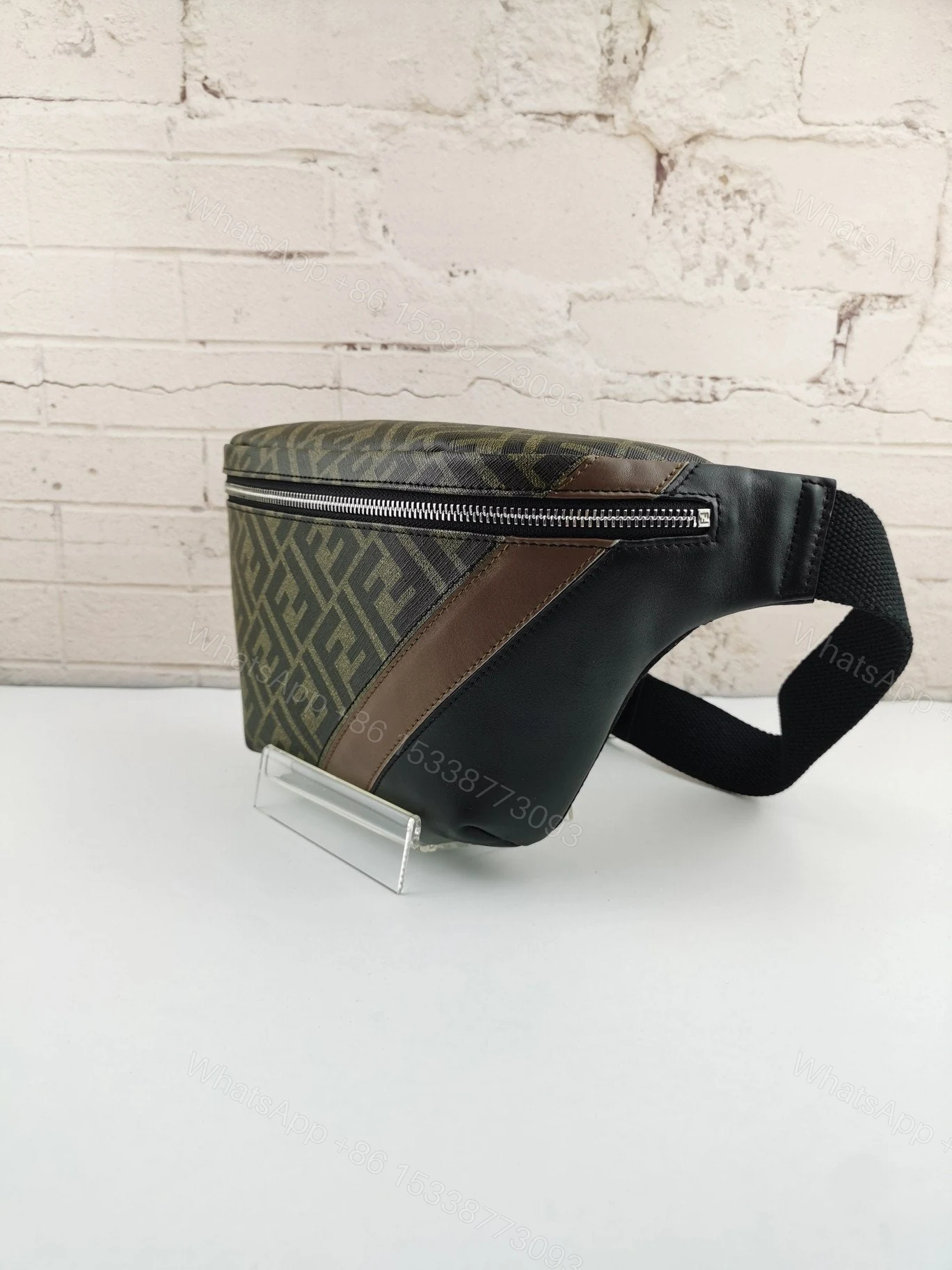 View 2 of Fendi Zip Belt Bag Zucca Coated Canvas and